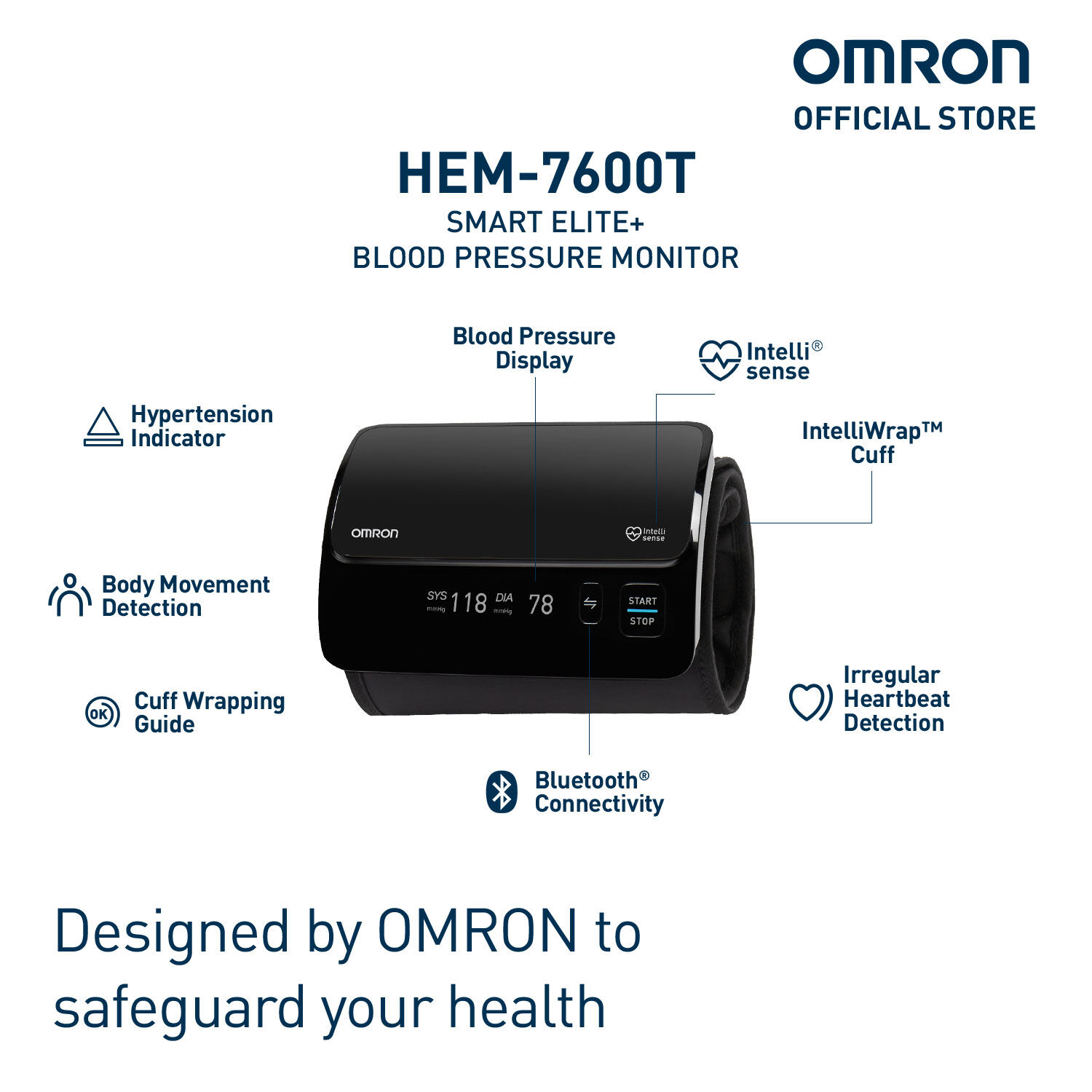 OMRON Automatic Blood Pressure Monitor Monitor Tekanan Darah HEM-7600T 电子上臂式血压计 [Waranti Tempatan 3+3 Tahun]