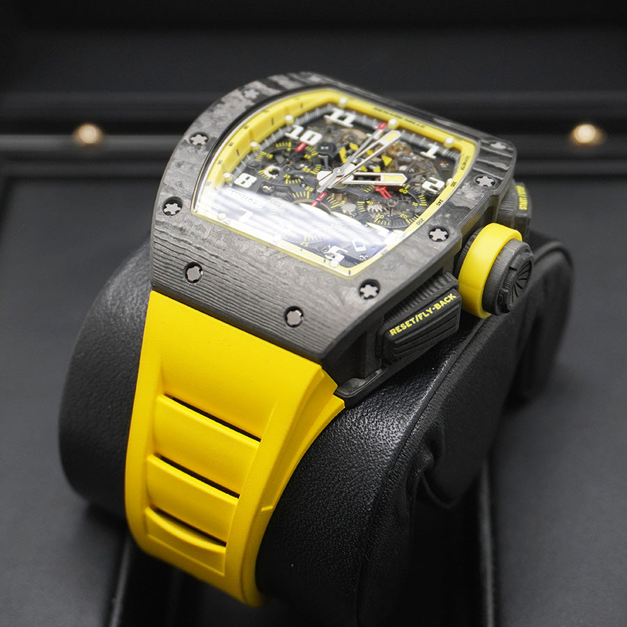 リシャール・ミル RM11-FM “Carbon Yellow Storm” 仕様 自動巻き フライバック・クロノグラフ(オープンワークダイヤル)