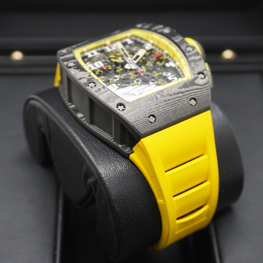 リシャール・ミル RM11-FM “Carbon Yellow Storm” 仕様 自動巻き フライバック・クロノグラフ(オープンワークダイヤル)