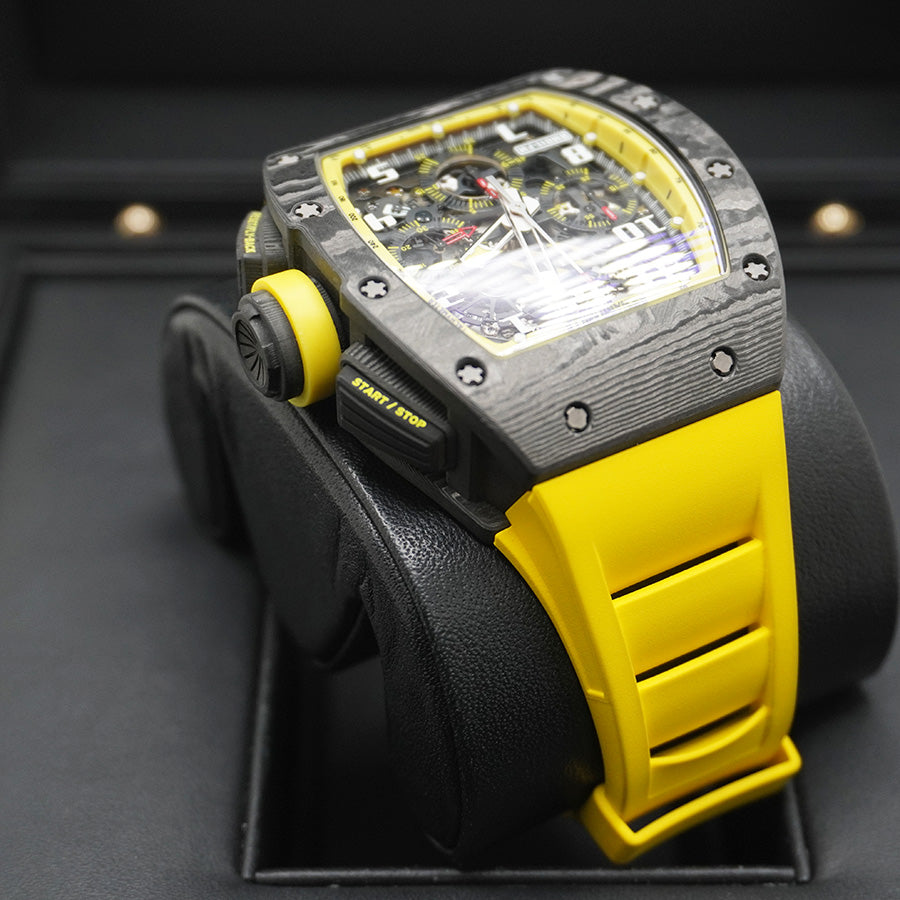 リシャール・ミル RM11-FM “Carbon Yellow Storm” 仕様 自動巻き フライバック・クロノグラフ(オープンワークダイヤル)