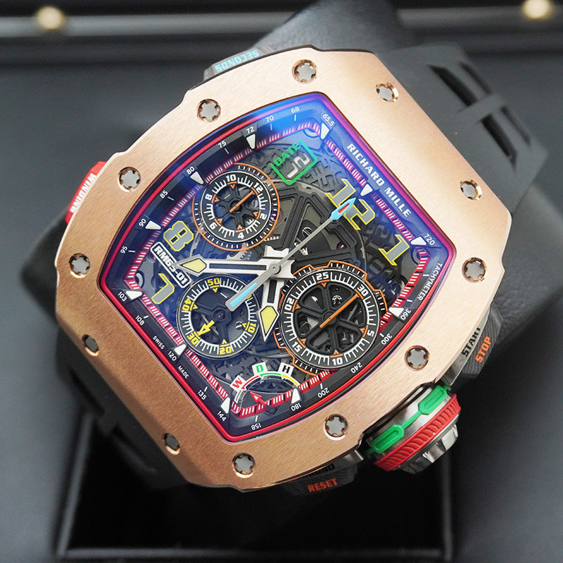 リシャール・ミル RM65-01 オートマティック ワインディング ローズゴールド スプリットセコンドクロノグラフ オープンワークダイヤル