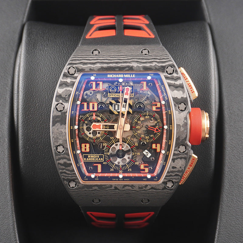 リシャール・ミル RM11 カーボン／ローズゴールド ロマン・グロージャン ロータスF1 50mm オープンワークダイヤル