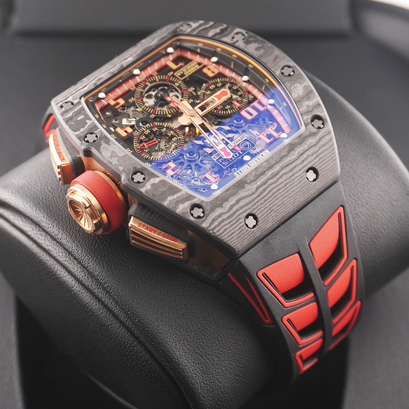 リシャール・ミル RM11 カーボン／ローズゴールド ロマン・グロージャン ロータスF1 50mm オープンワークダイヤル