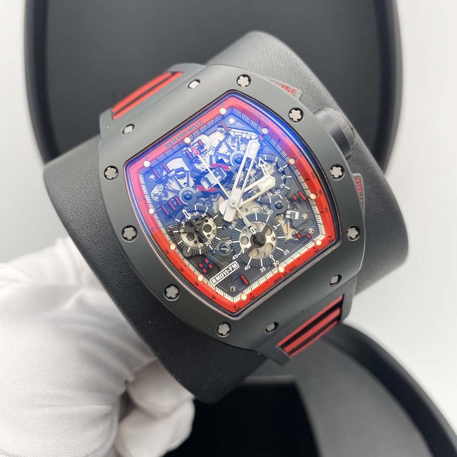 リシャール・ミル クロノグラフ RM11-FM フェリペ・マッサ “ミッドナイト・ファイア・カーボン” 50mm オープンワークダイヤル