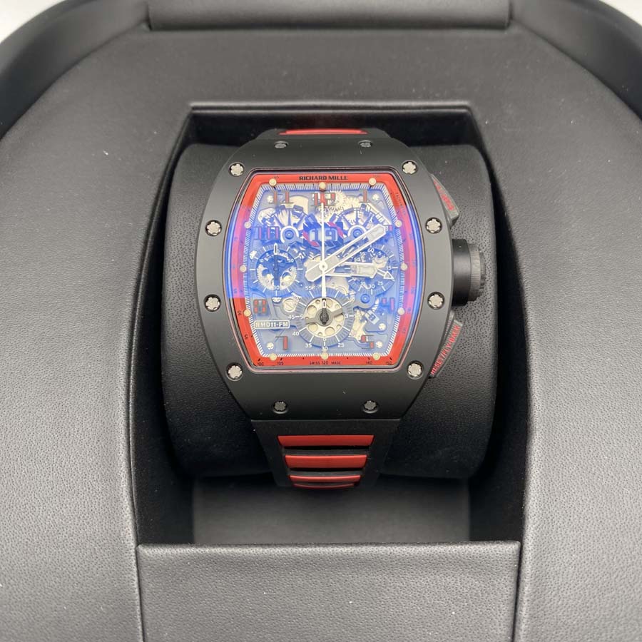 リシャール・ミル クロノグラフ RM11-FM フェリペ・マッサ “ミッドナイト・ファイア・カーボン” 50mm オープンワークダイヤル