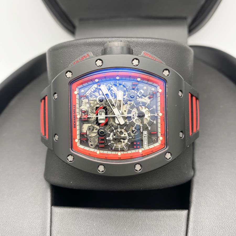 リシャール・ミル クロノグラフ RM11-FM フェリペ・マッサ “ミッドナイト・ファイア・カーボン” 50mm オープンワークダイヤル