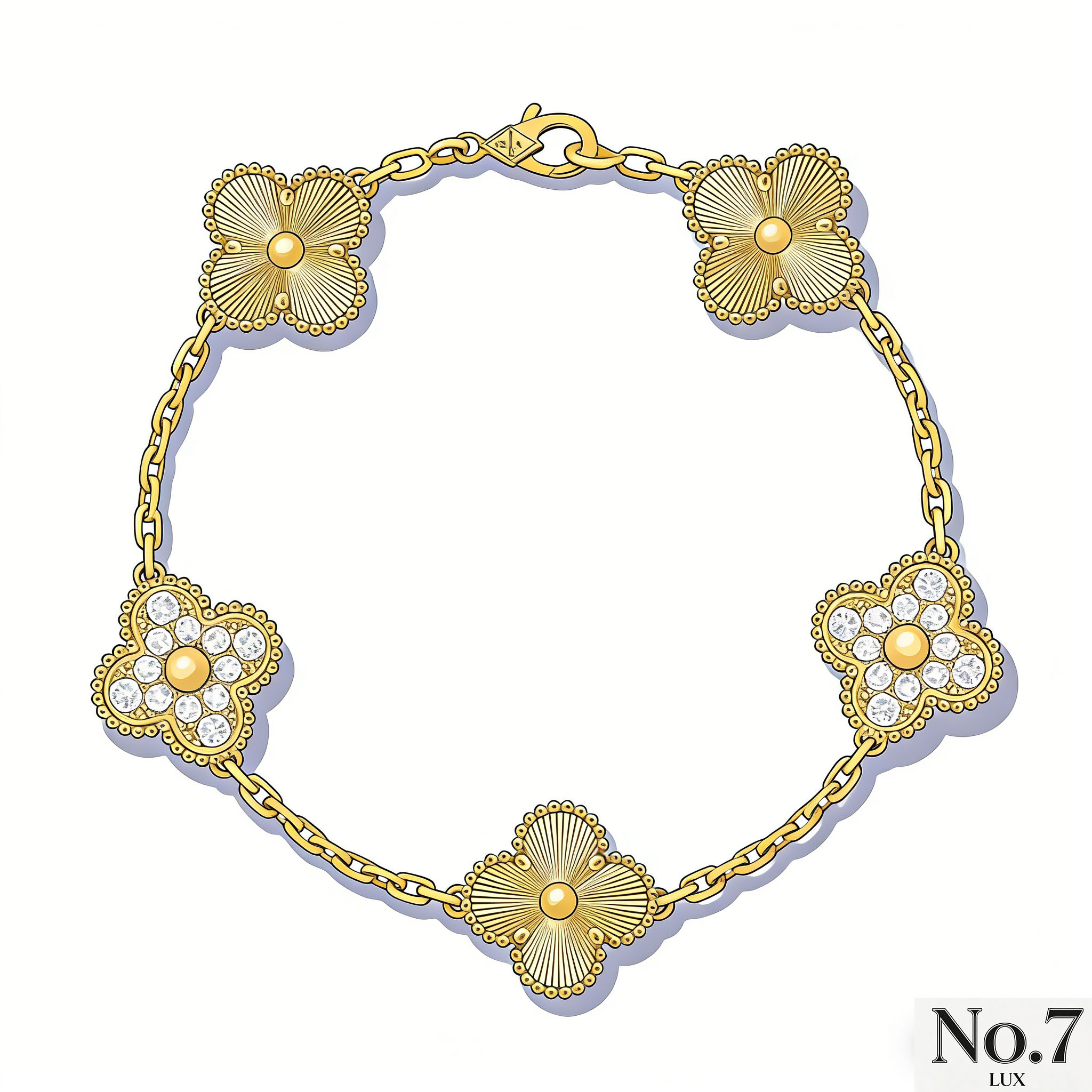 Yellow Gold with Guilloché Finish and Diamonds Bracelet