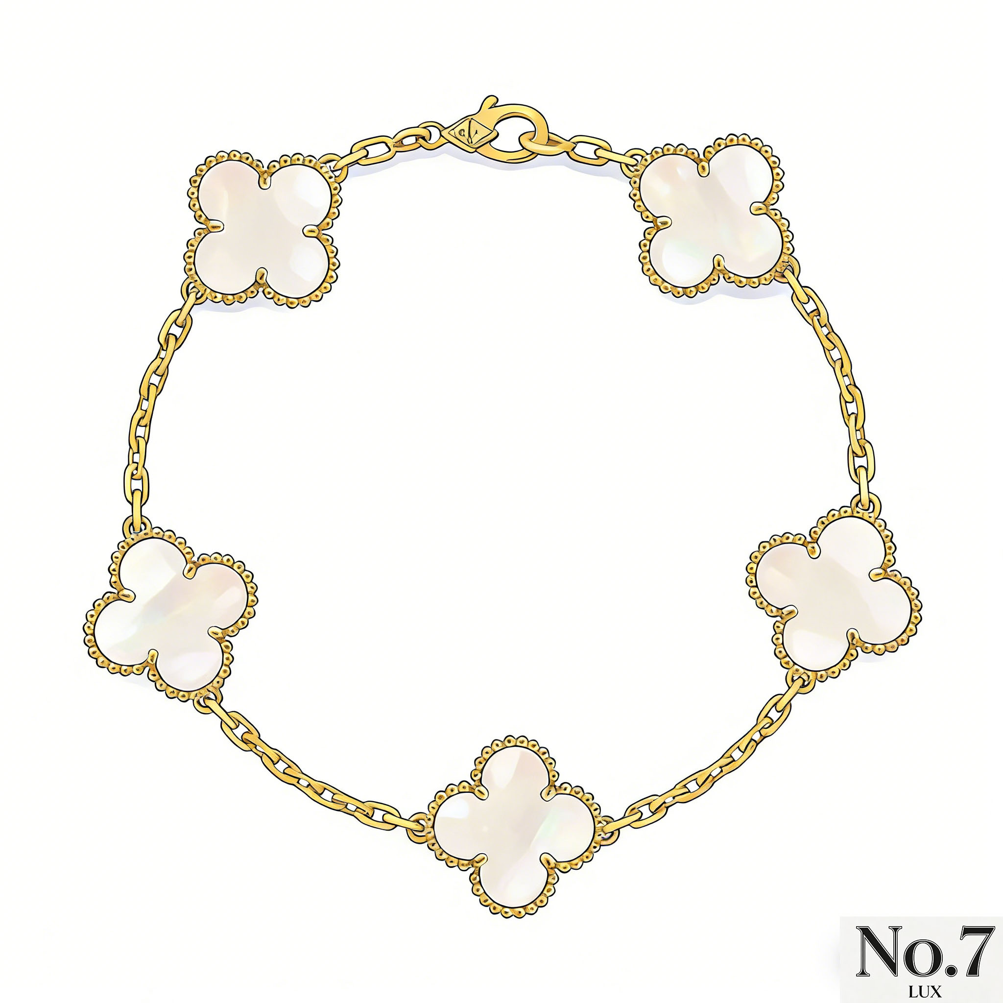 Yellow Gold Plated with White Mother of Pearl Bracelet