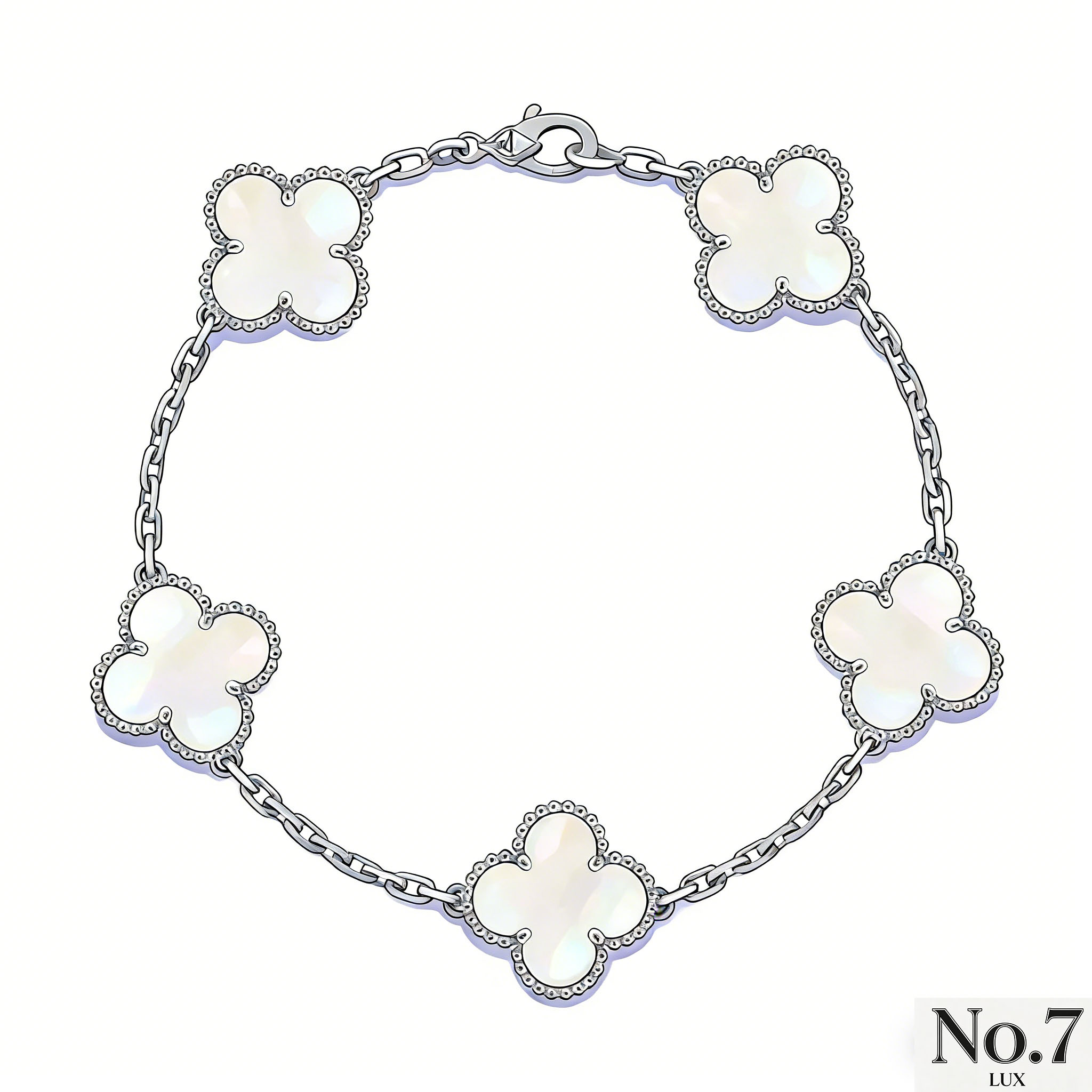 White Gold Plated with Mother of Pearl Bracelet