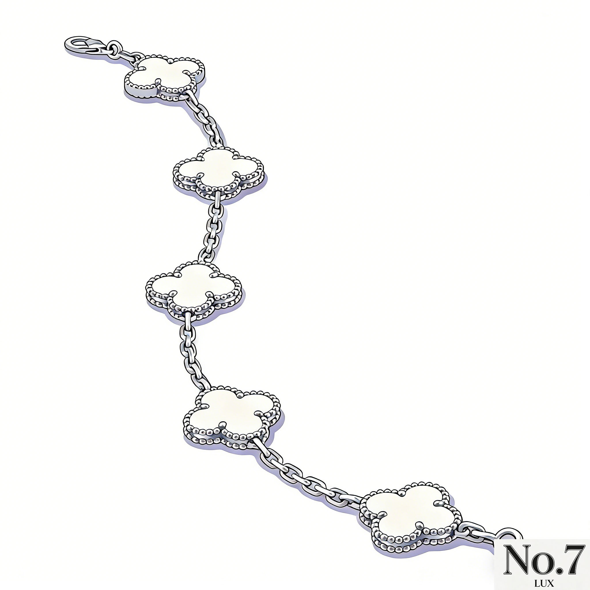 White Gold Plated with Mother of Pearl Bracelet