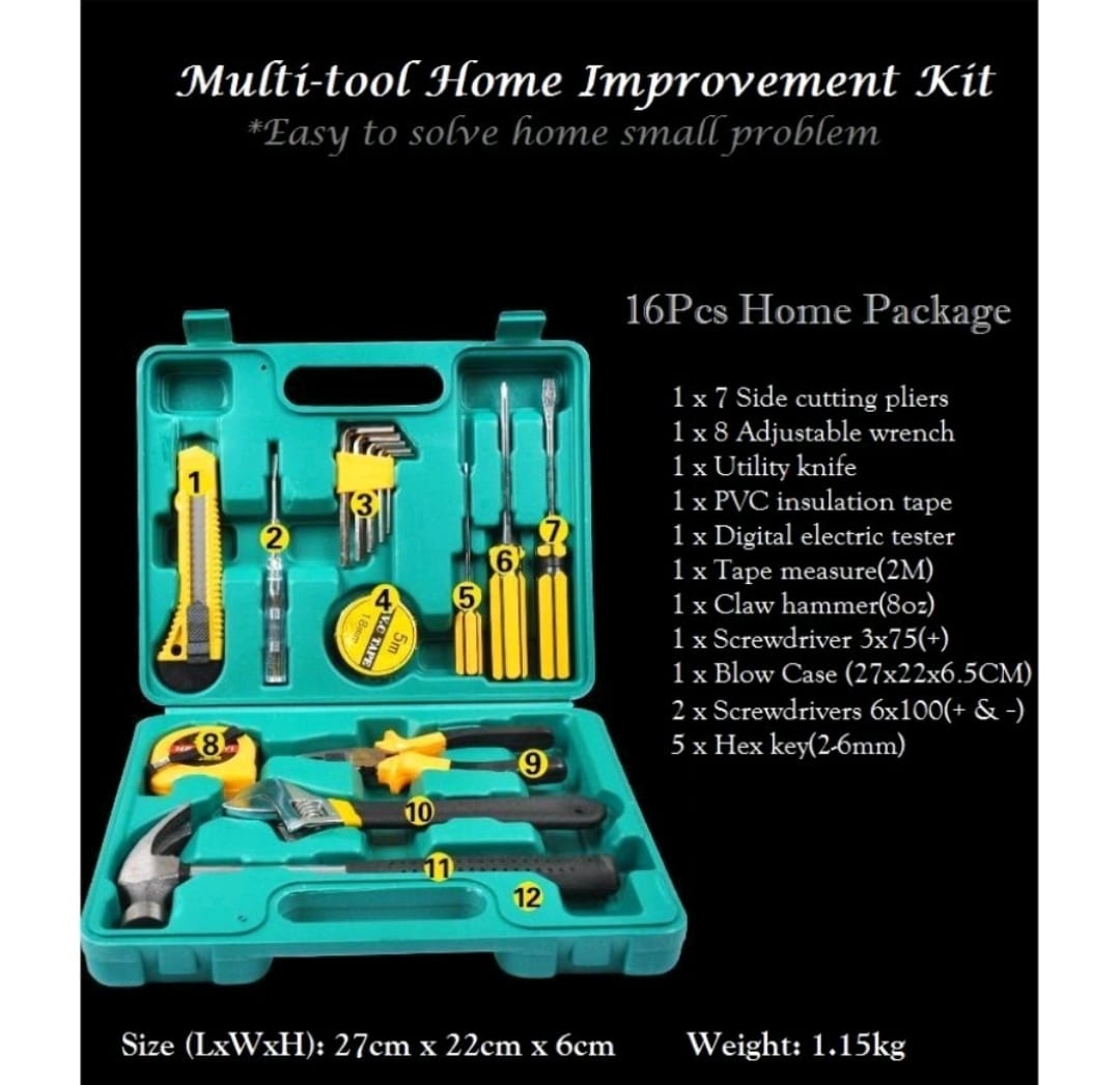 All-in-One Tool Box – 16PCS Assorted Wrenches & Hand Tools for Daily Fixes Assorted