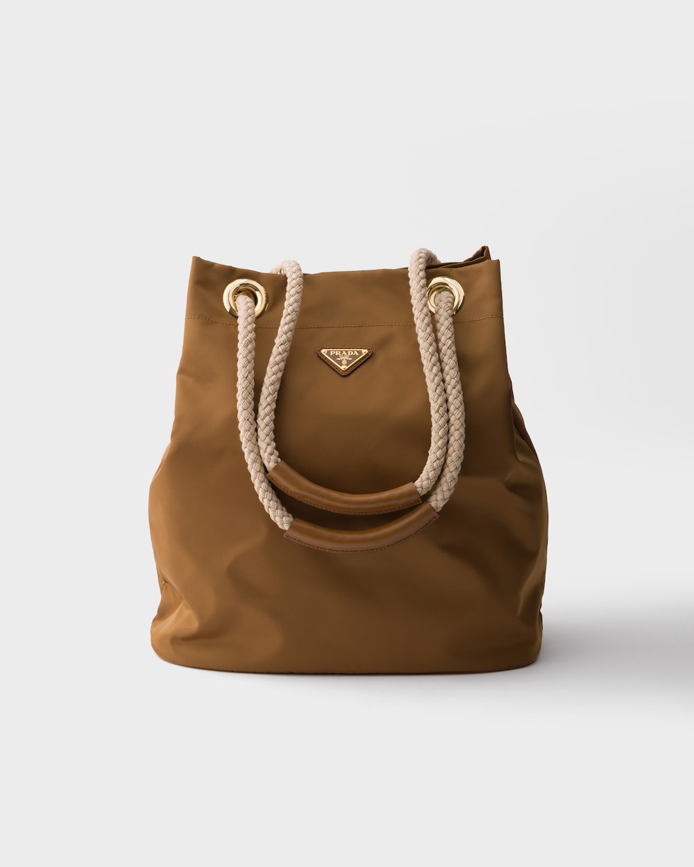 正規品　新作PRADA ストライプトートバッグ　ノベルティ　ブラウン箱付き キャラメル スモール レザー トートバッグ | PRADA - 日本
