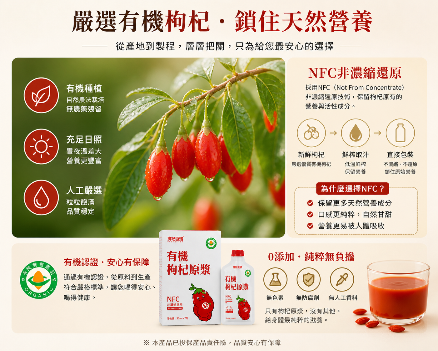 有機枸杞原漿｜NFC非濃縮｜每日養護飲｜隨身包30ml×7入