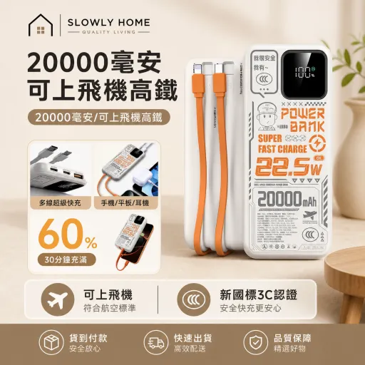 50000mAh大容量行動電源｜22.5W超級快充 PD雙向快充 LED數顯 多設備同充 露營必備