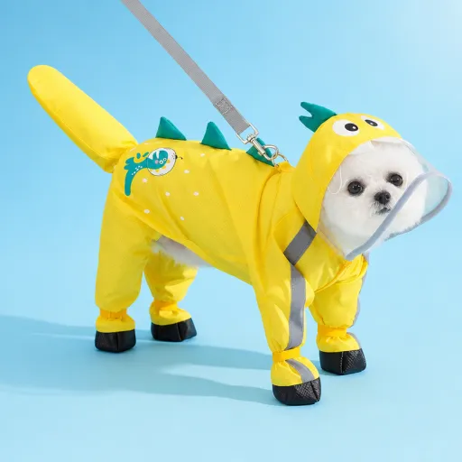 寵物連身雨衣 可牽引帶帽款 中小型犬專用 防潑水透氣寵物雨天外出服