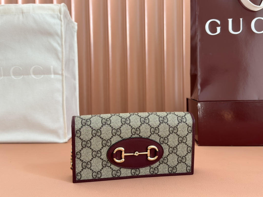 GUCCI グッチ ホースビット 1955 コレクション チェーン付き レディース クラシックキャンバス 長財布