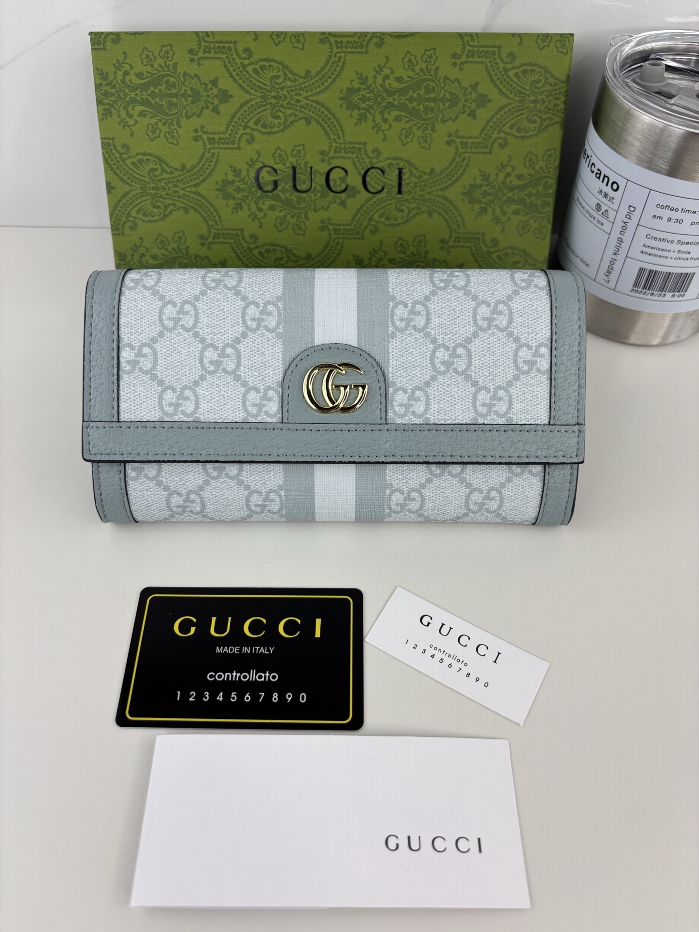 GUCCI グッチ オフィディアコレクション 523153 水色 レディース長財布