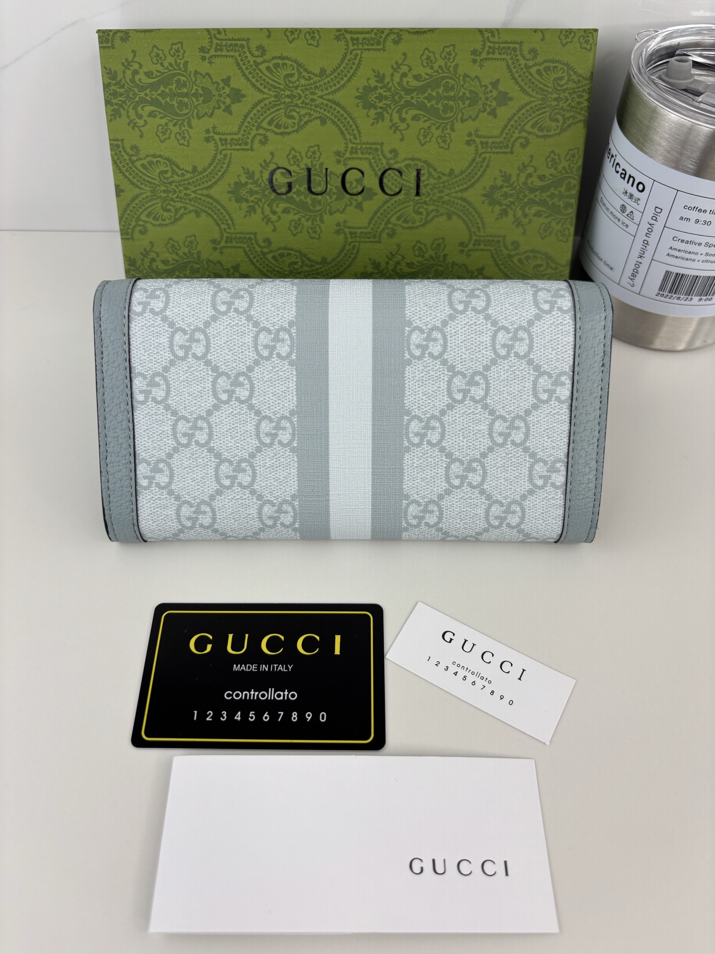GUCCI グッチ オフィディアコレクション 523153 水色 レディース長財布