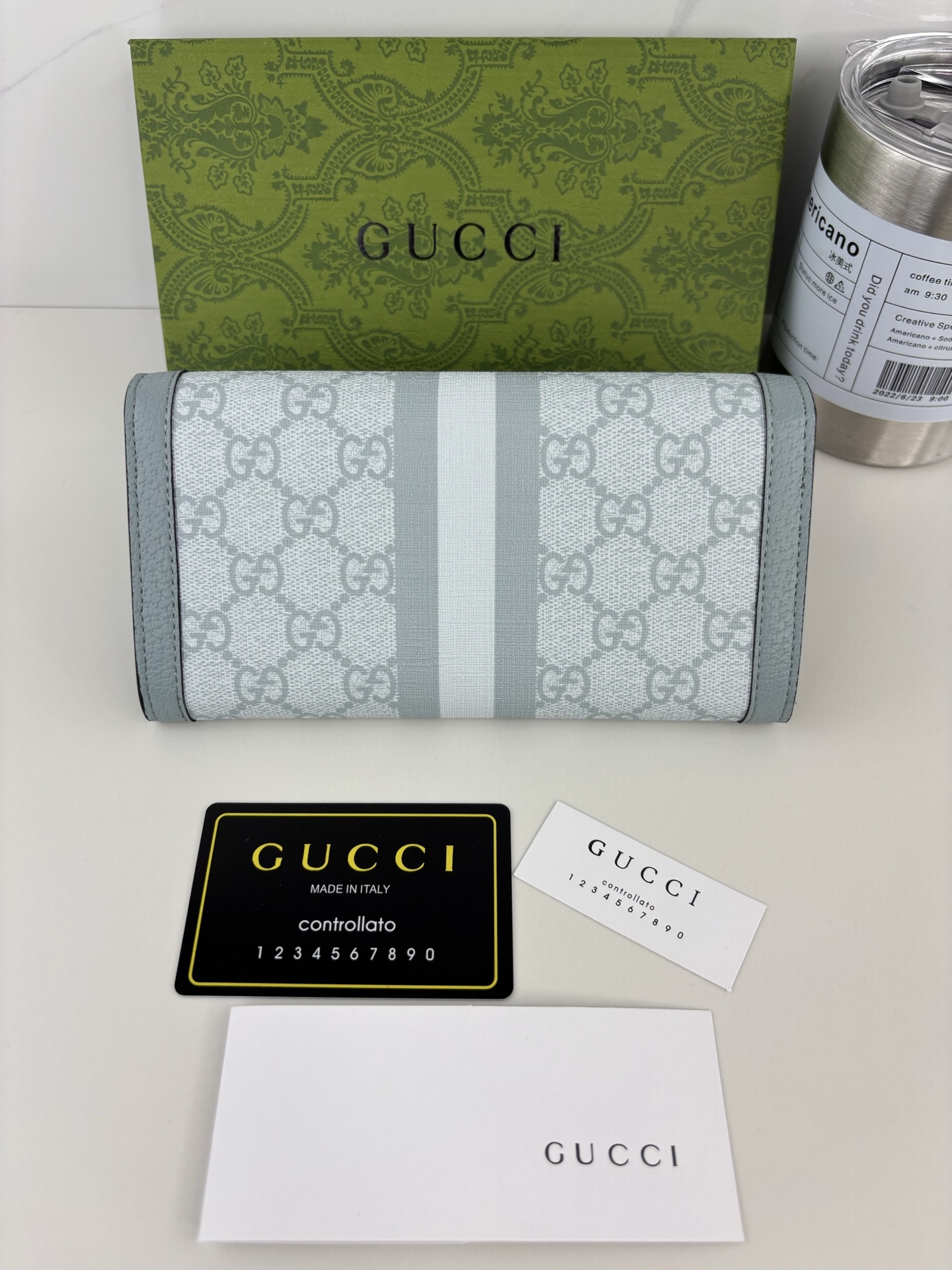 GUCCI グッチ オフィディアコレクション 523153 水色 レディース長財布