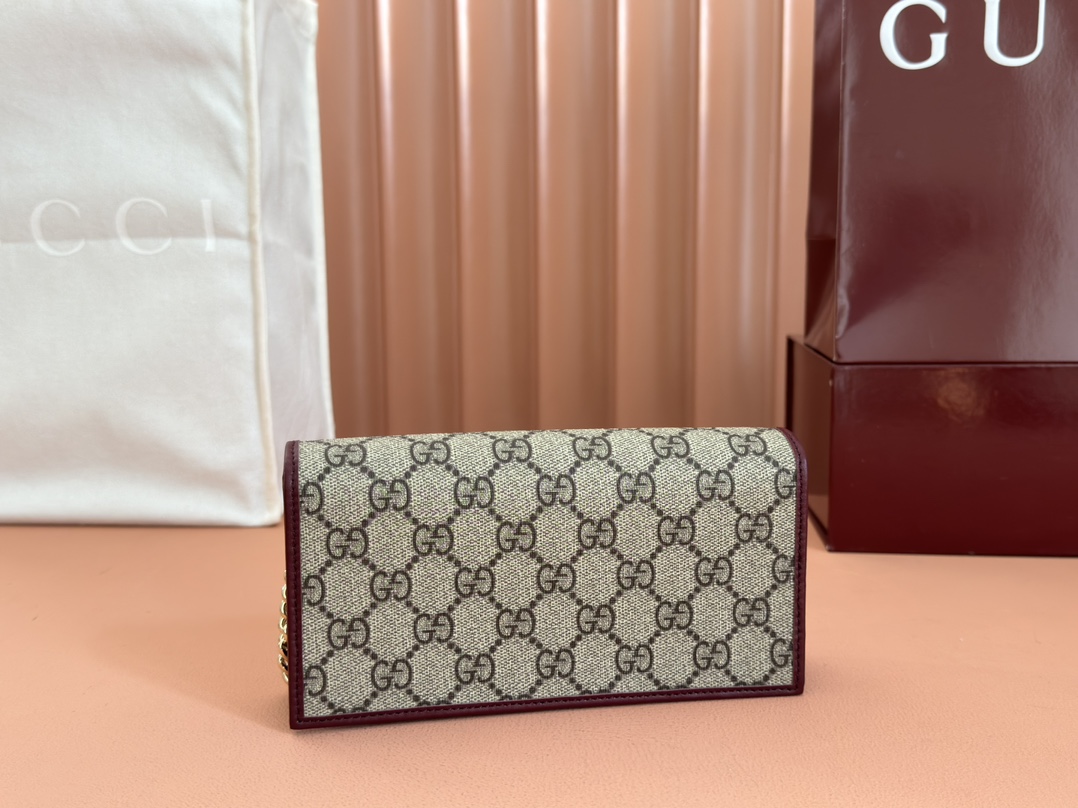 GUCCI グッチ ホースビット 1955 コレクション チェーン付き レディース クラシックキャンバス 長財布