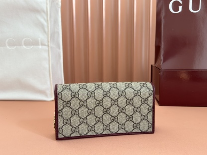 GUCCI グッチ ホースビット 1955 コレクション チェーン付き レディース クラシックキャンバス 長財布