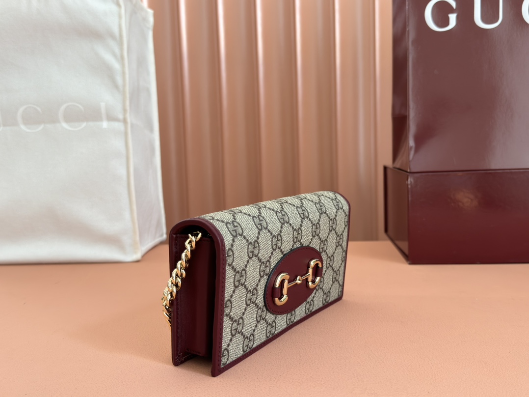 GUCCI グッチ ホースビット 1955 コレクション チェーン付き レディース クラシックキャンバス 長財布