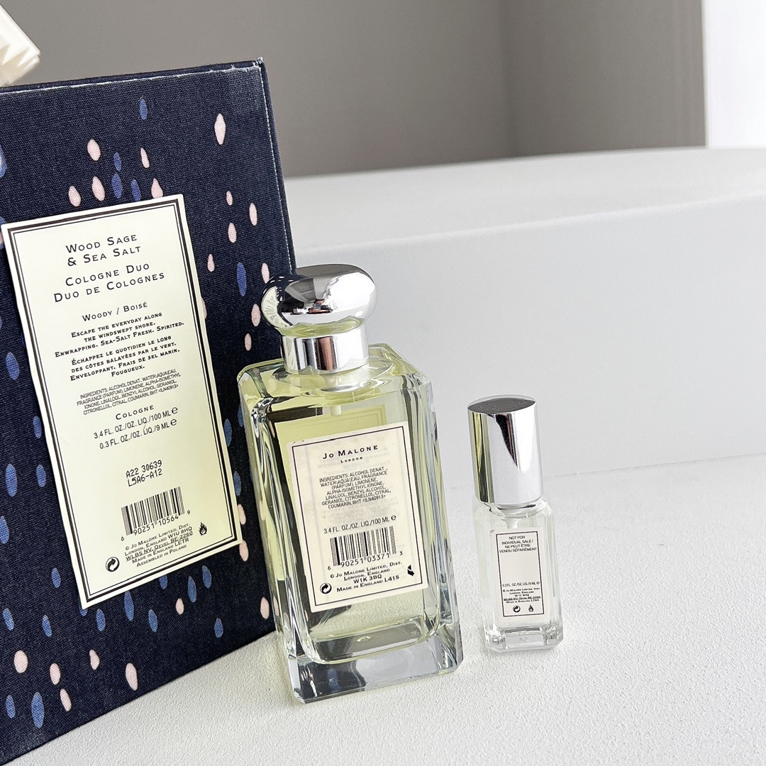 Jo Malone London ジョーマローン ウッドセージ＆シーソルト 2 点セット 100ml+9ml ボトル + ミニ ユニセックス 彼氏香 ボーイフレンドフレグランス ギフト 代金引換対応可