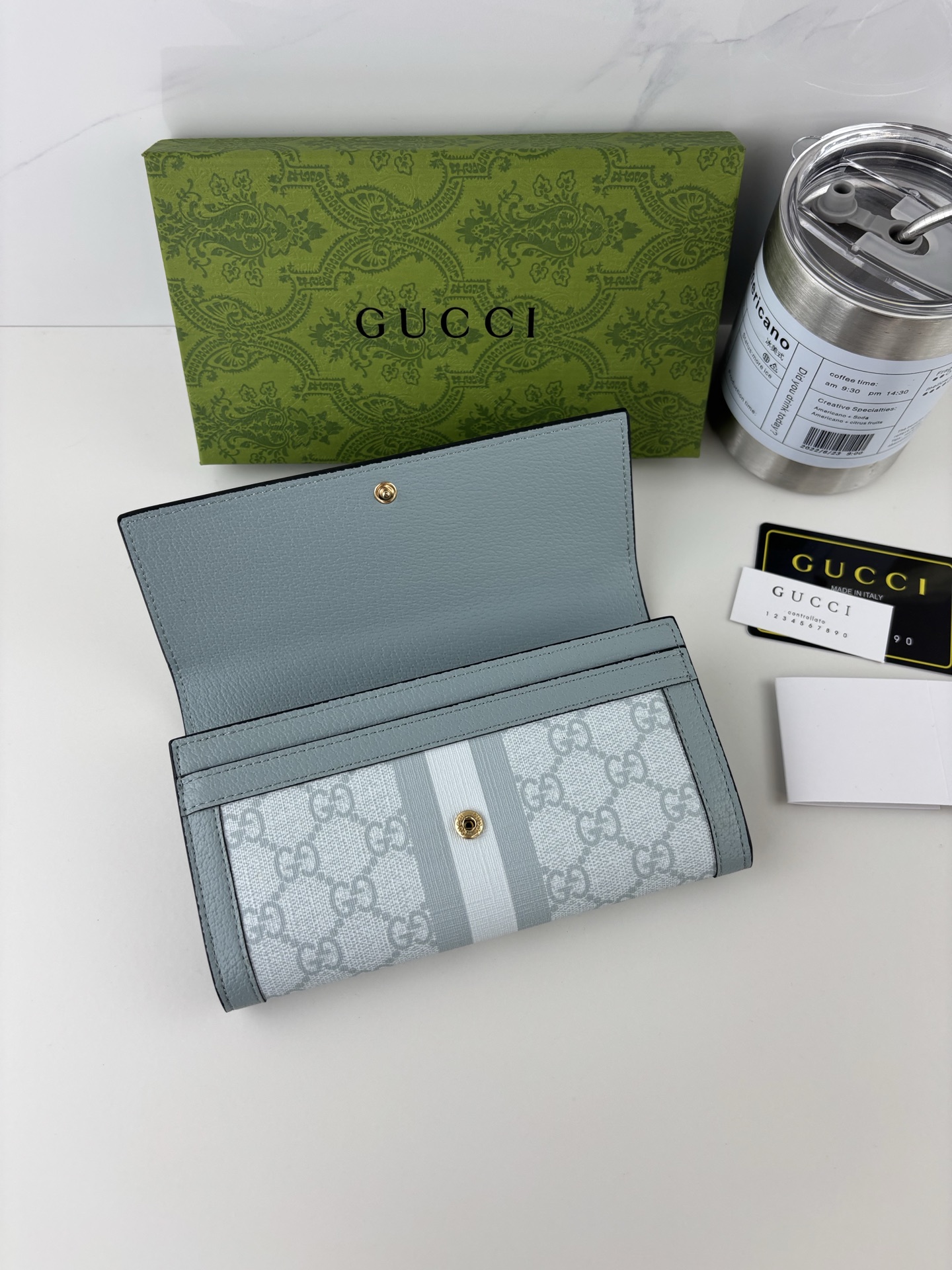 GUCCI グッチ オフィディアコレクション 523153 水色 レディース長財布