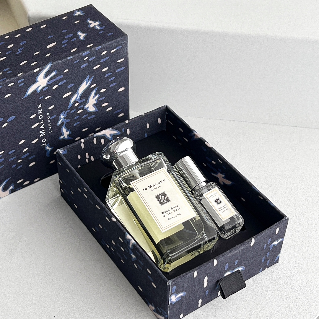Jo Malone London ジョーマローン ウッドセージ＆シーソルト 2 点セット 100ml+9ml ボトル + ミニ ユニセックス 彼氏香 ボーイフレンドフレグランス ギフト 代金引換対応可