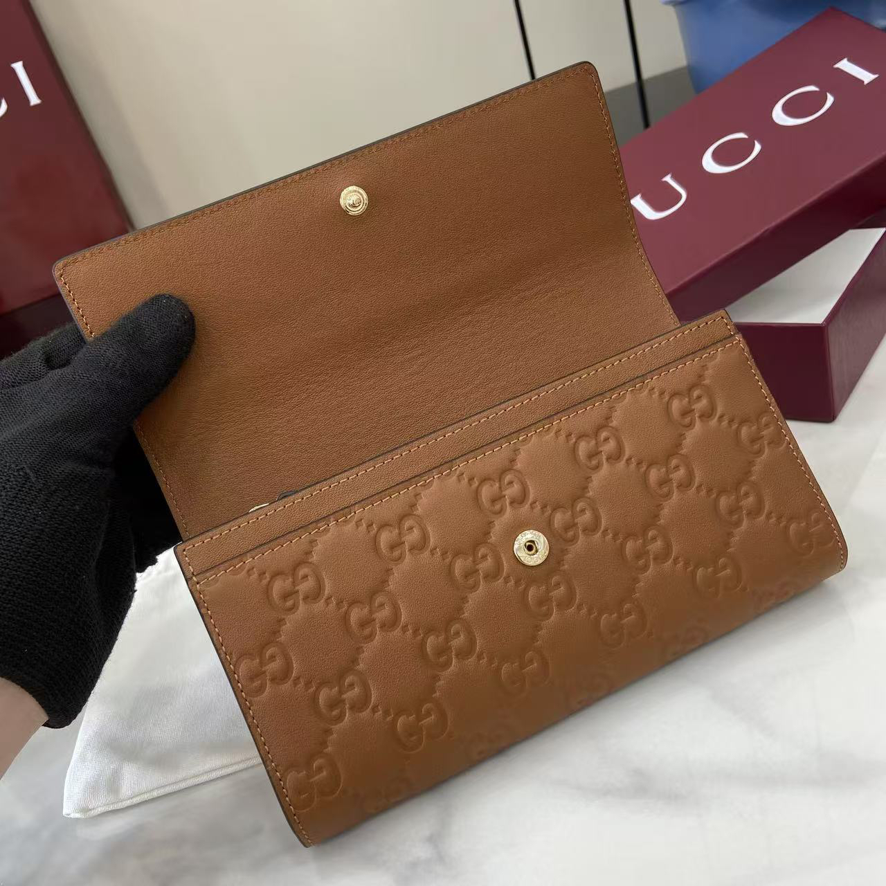 GUCCI グッチ エンブレム コレクション 847210 アンコラレッド 押し花 レディースバッグ