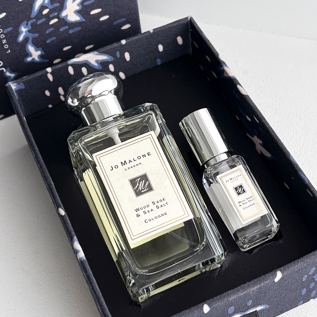 Jo Malone London ジョーマローン ウッドセージ＆シーソルト 2 点セット 100ml+9ml ボトル + ミニ ユニセックス 彼氏香 ボーイフレンドフレグランス ギフト 代金引換対応可