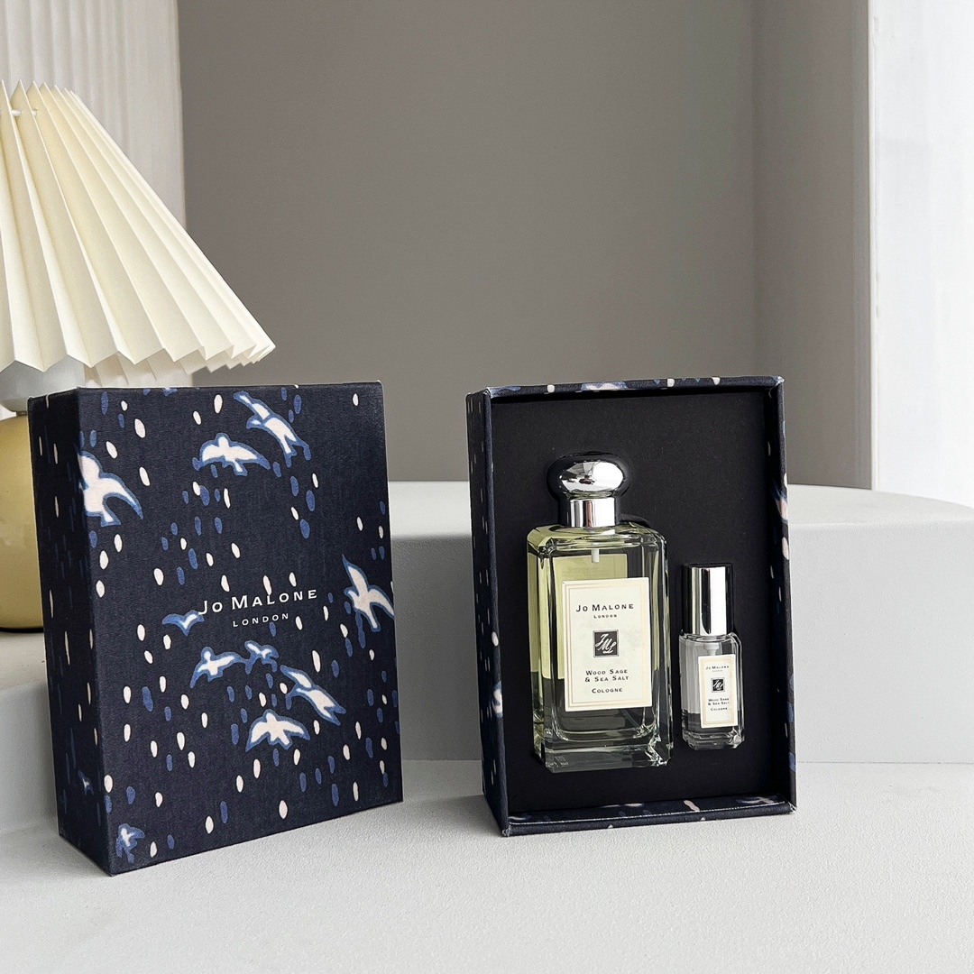 Jo Malone London ジョーマローン ウッドセージ＆シーソルト 2 点セット 100ml+9ml ボトル + ミニ ユニセックス 彼氏香 ボーイフレンドフレグランス ギフト 代金引換対応可