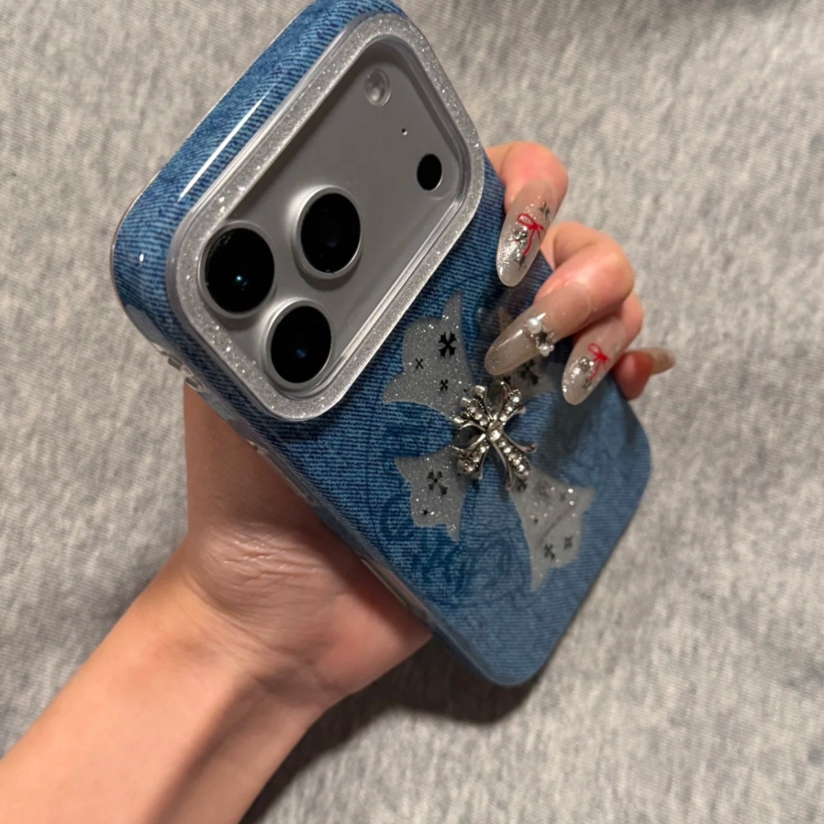 売れ筋商品 - ダブルレイヤーデニムの高級トレンドファッションiphone携帯ケース