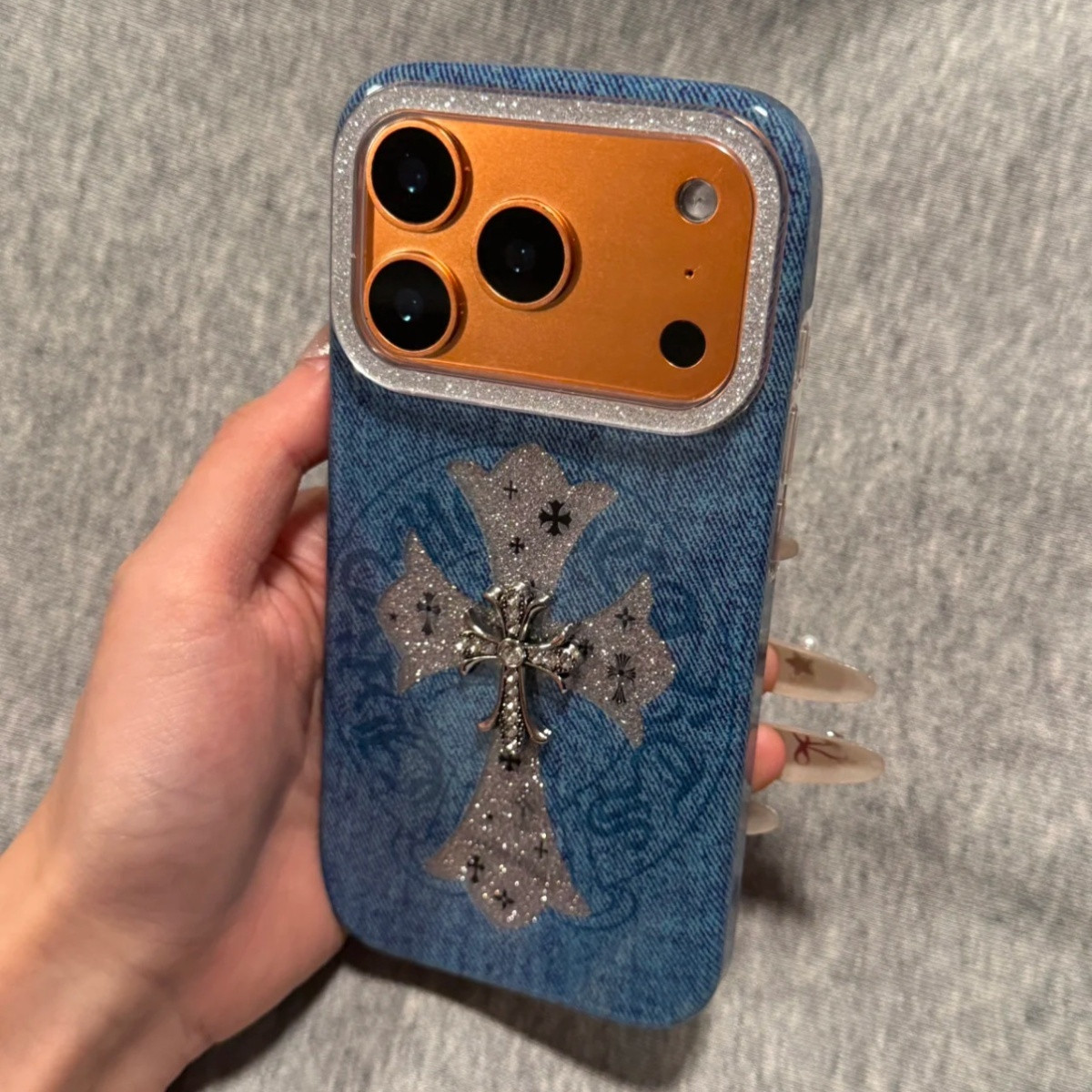 売れ筋商品 - ダブルレイヤーデニムの高級トレンドファッションiphone携帯ケース