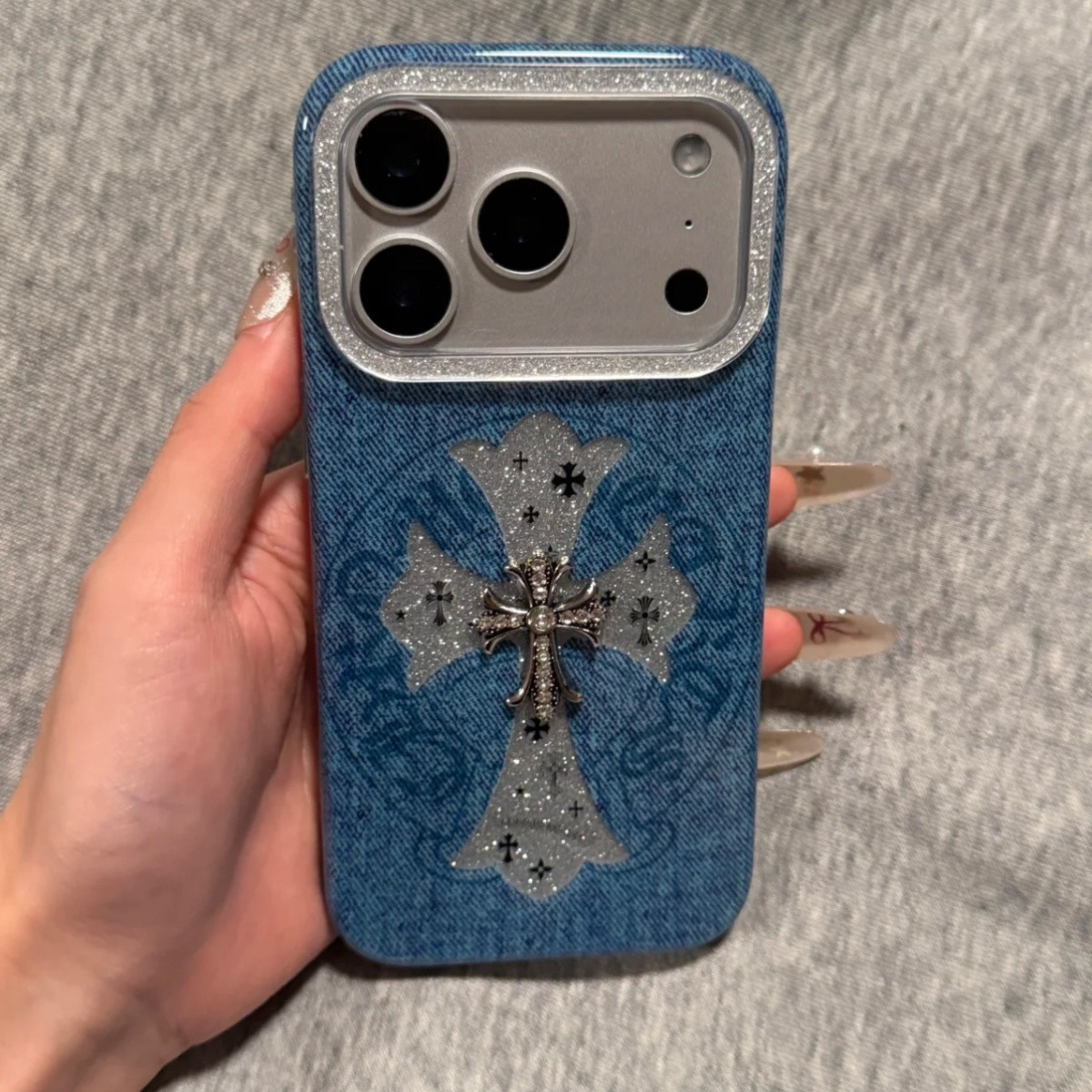 売れ筋商品 - ダブルレイヤーデニムの高級トレンドファッションiphone携帯ケース