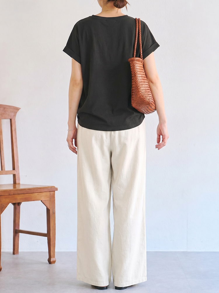 "【リネンワイドパンツ 夏用薄手】  リネン素材、ワイドシルエット、ハイウエストでスタイルアップ、ゆったり快適、綿麻混紡"