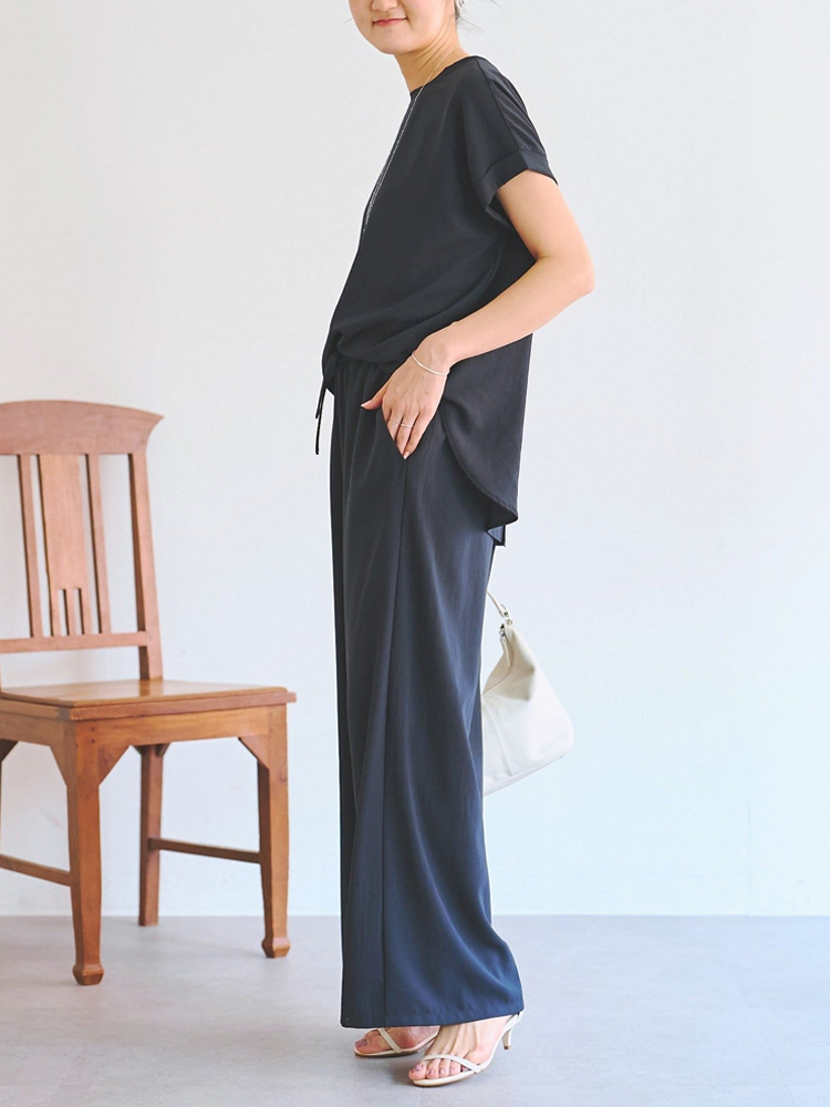 "【リネンワイドパンツ 夏用薄手】  リネン素材、ワイドシルエット、ハイウエストでスタイルアップ、ゆったり快適、綿麻混紡"