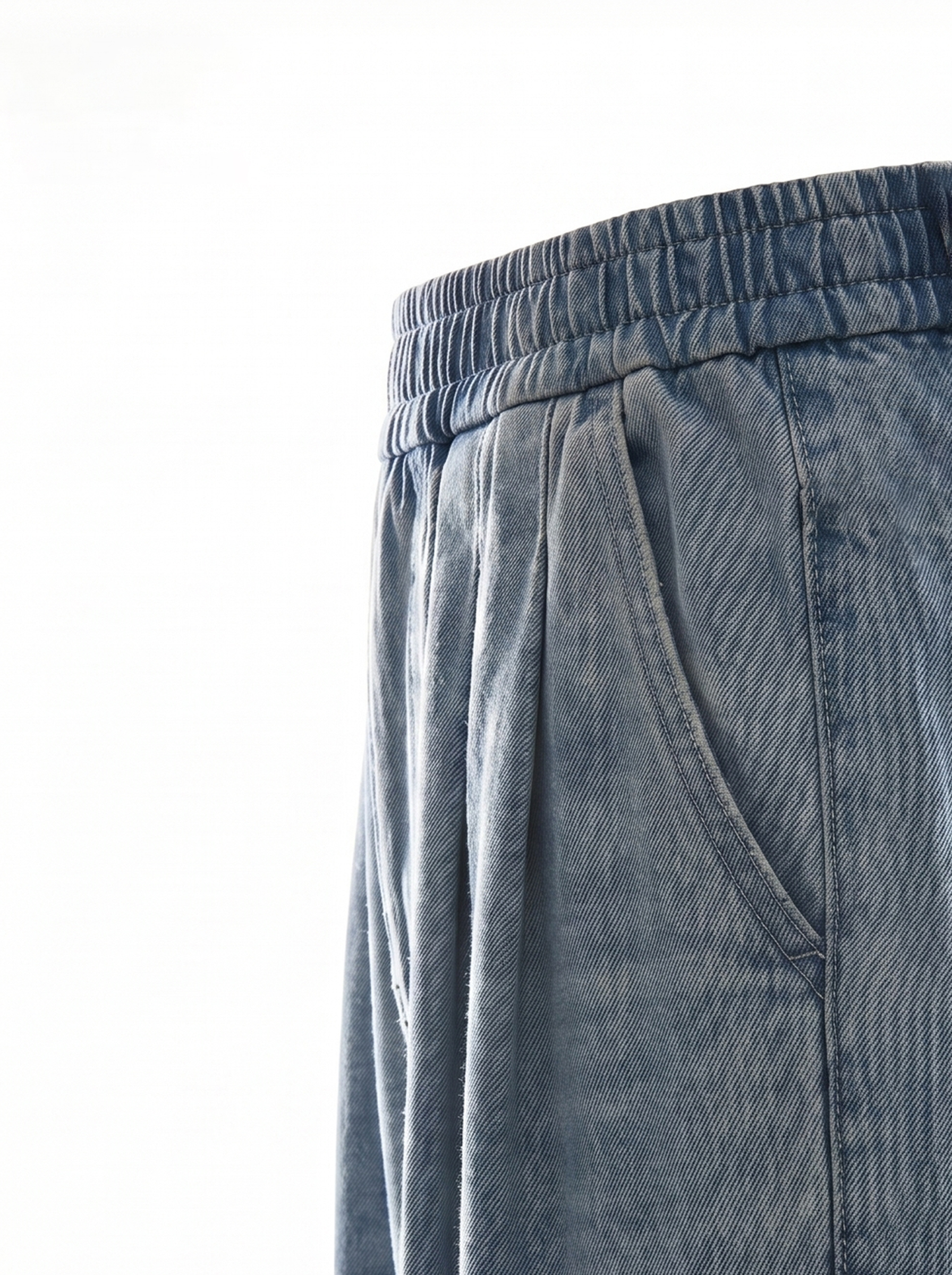 テンセル素材 ゆったりドレープデニムパンツ レディース