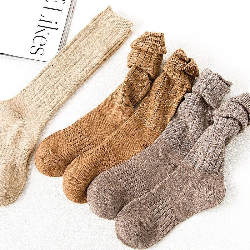 3/6 Pairs Women Cashmere Wool Super Warm Soft Comfort loose Solid Casual Socks