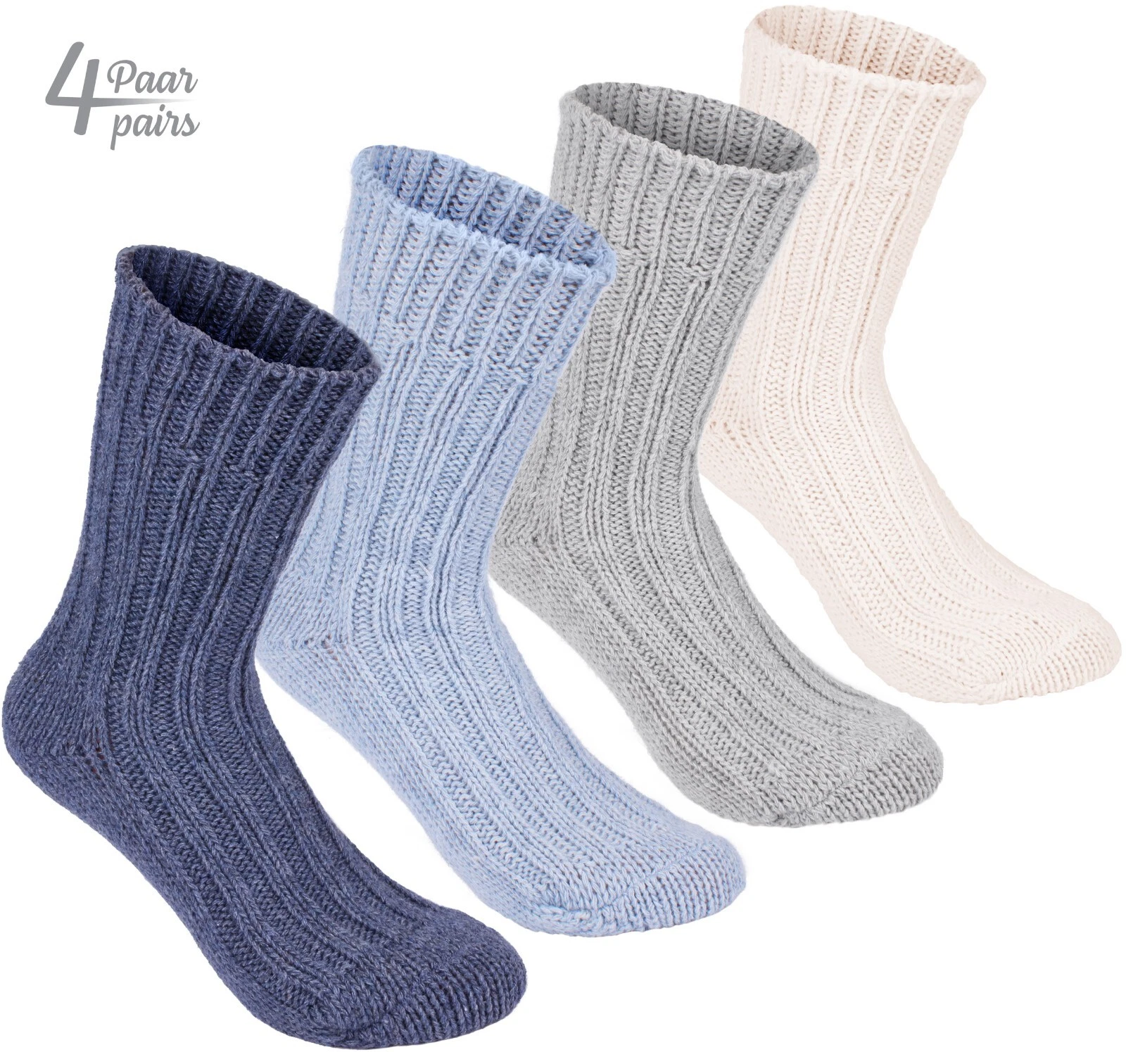 4 Pack Womens Mens Thick Warm Wool Cashmere Socks Solid Winter Autum