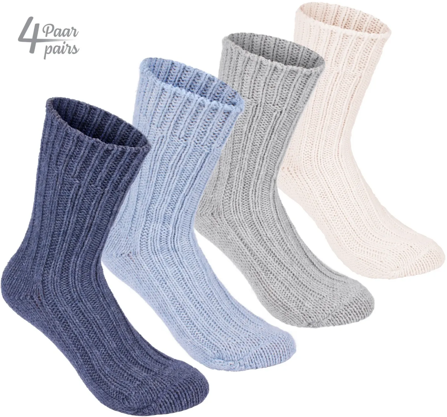 4 Pack Womens Mens Thick Warm Wool Cashmere Socks Solid Winter Autum