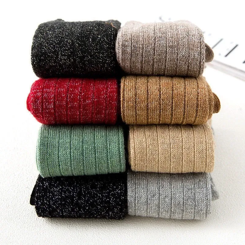 3/6 Pairs Women Cashmere Wool Super Warm Soft Comfort loose Solid Casual Socks