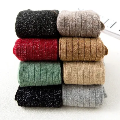 3/6 Pairs Women Cashmere Wool Super Warm Soft Comfort loose Solid Casual Socks