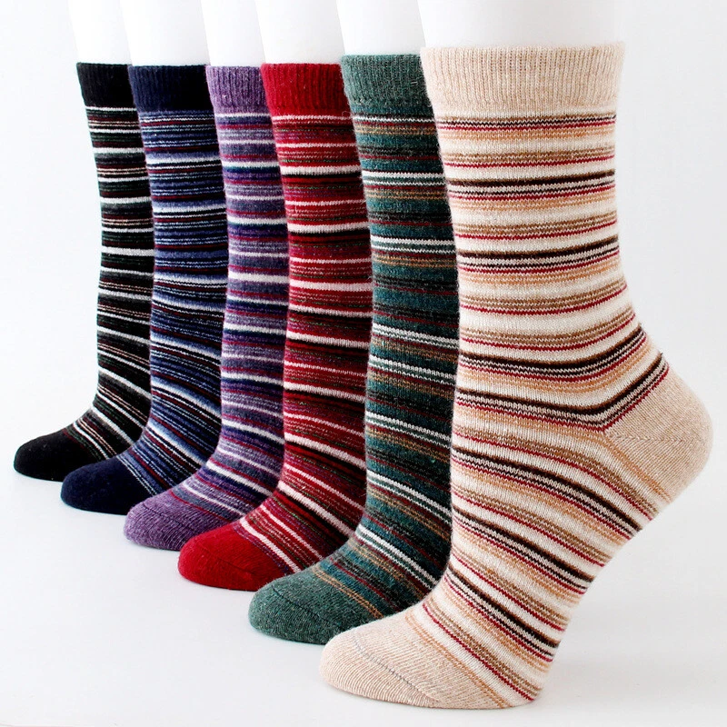 5 Pairs Womens Wool Cashmere Super Warm Soft Comfort Casual Solid Winter Socks