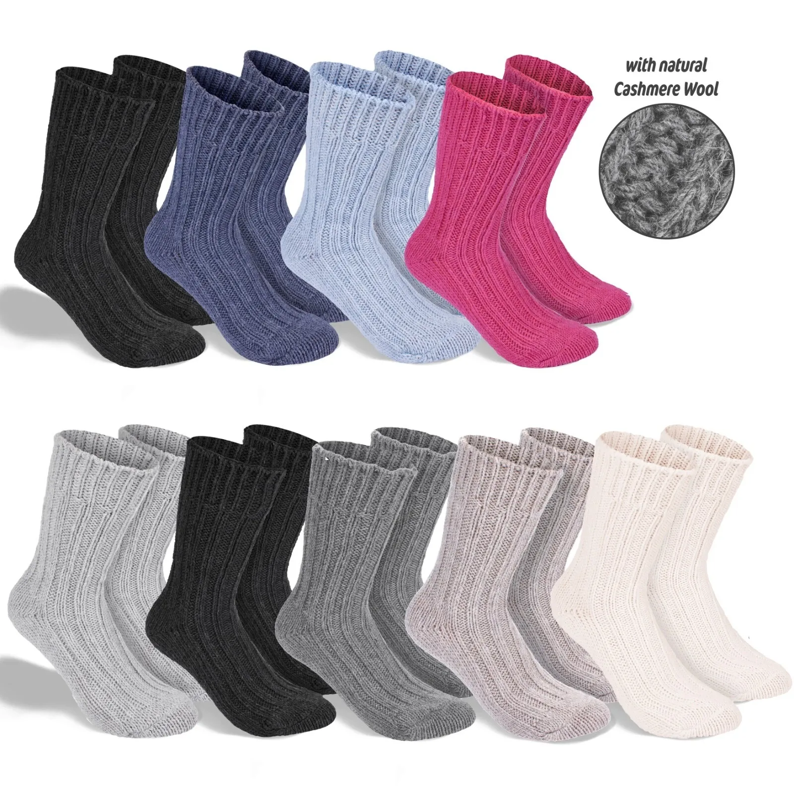 4 Pack Womens Mens Thick Warm Wool Cashmere Socks Solid Winter Autum