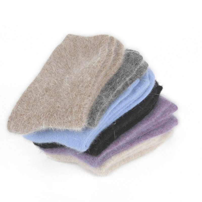 3 Pairs Women 90%Cashmere Wool Thick Warm Soft Winter Sports Solid Casual Socks