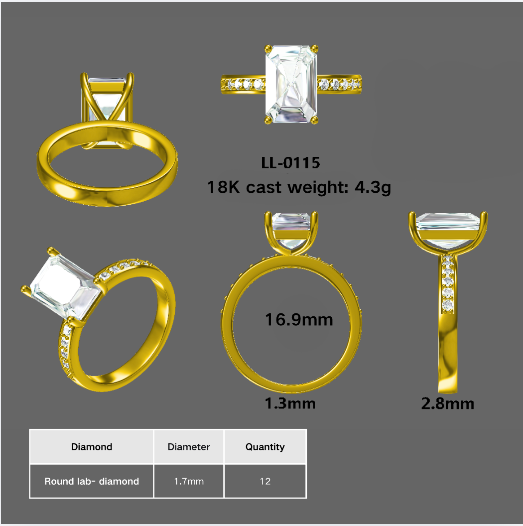 Your jewelry, drawn to scale — before you commit to a thing.