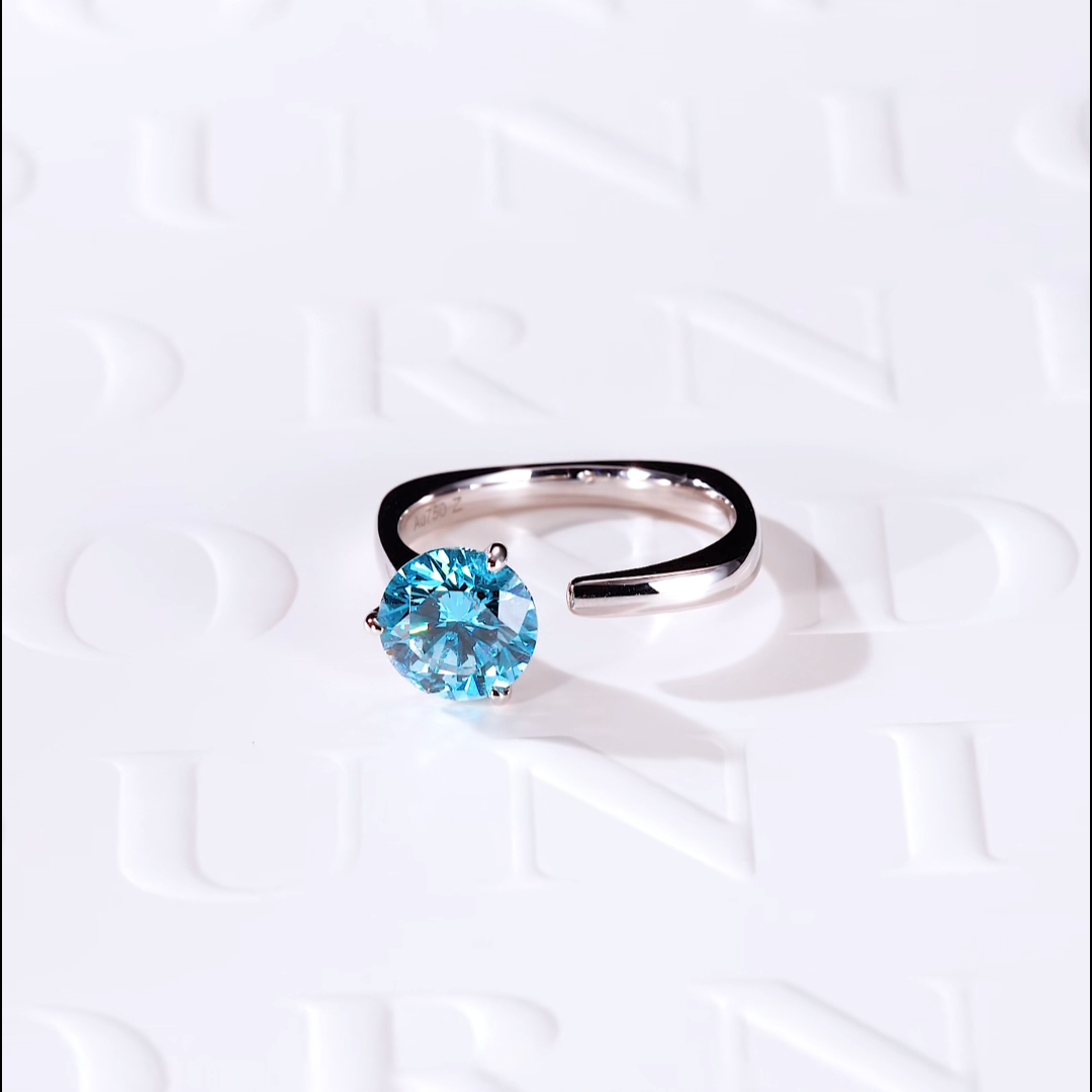 Luneria Ouvert — Blue Diamond Open Band Ring