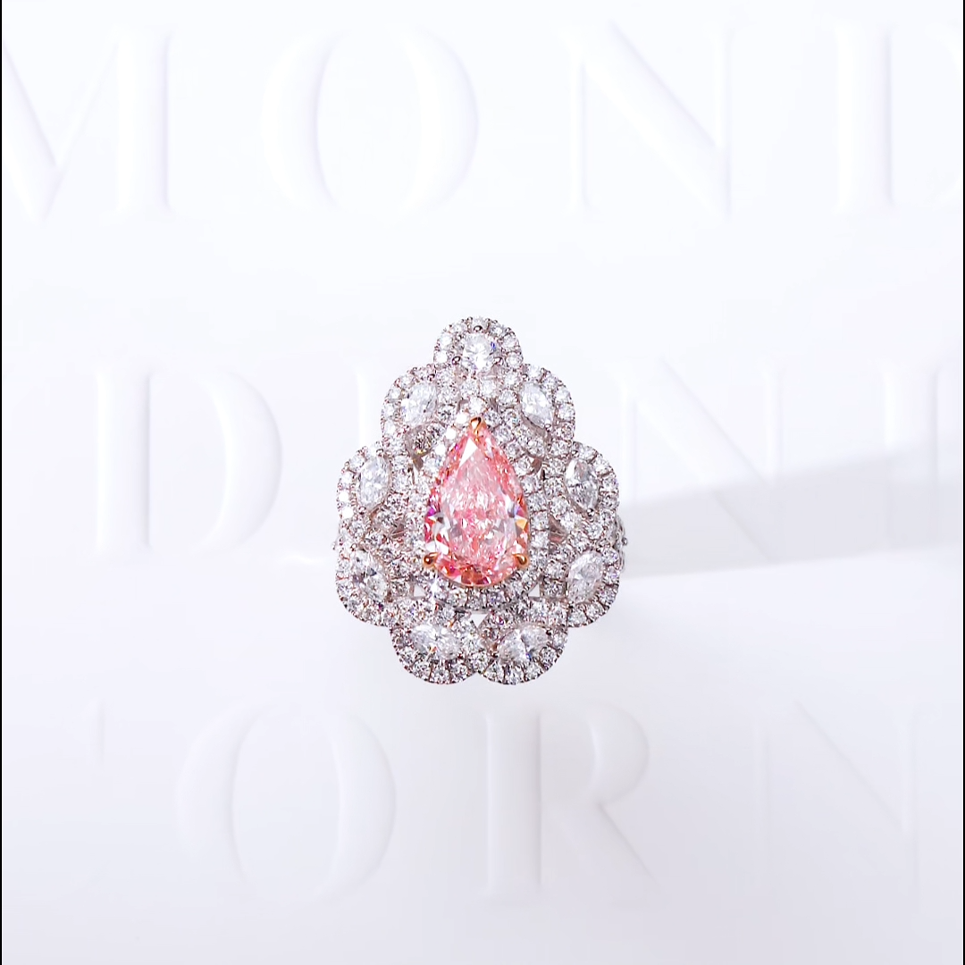 Luneria Rosa — Fancy Pink Pear Lab Diamond Floral Bloom Ring
