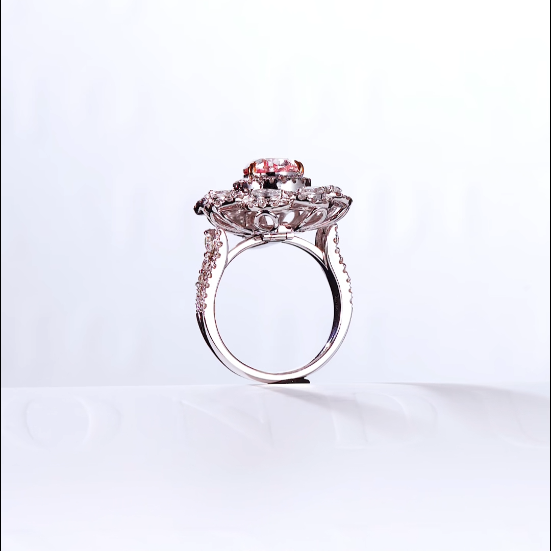 Luneria Rosa — Fancy Pink Pear Lab Diamond Floral Bloom Ring